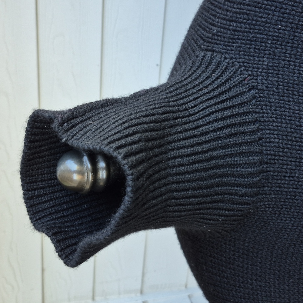 POLO RALPH LAUREN Knit Black Red Pony Weave Thick Wool XL Turtleneck Sweater VTG - Picture 5 of 6